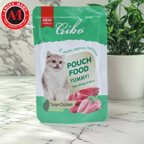 020. Gibo Cat Pouch Food TunaChicken Flavor Shreds in gravy 85gm