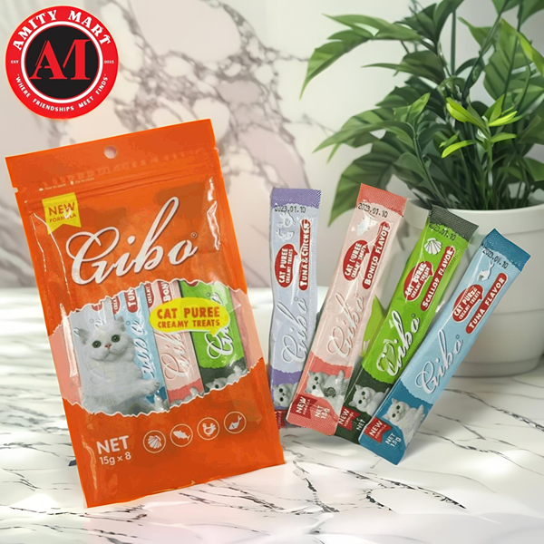 024. 024. GIBO 8 Pieces Cat Creamy Treat Mix Flavor 15g8 120gm