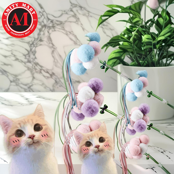040. Cat Fairy Teaser Toy with Colour Balls Acrylic Stones 50gm