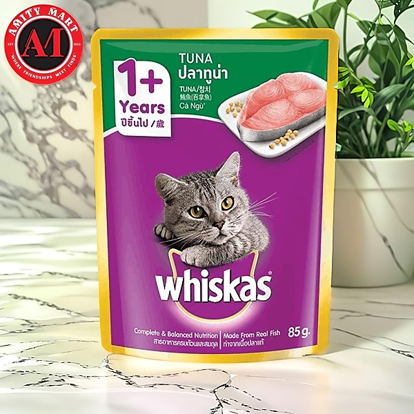 057. Whiskas Tuna Fish for ADULT 1 Year + Pouch 85gm (Custom) Whiskas Tuna Fish for ADULT 1 Year+ Pouch 85gm - Image 1