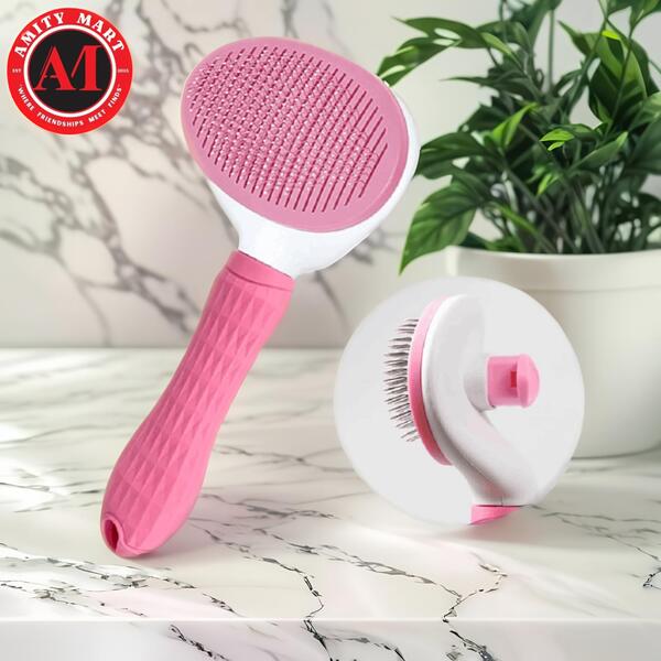 42. Auto Cleaning Premium Pet Grooming Brush 50gm (2) Auto Cleaning Premium Pet Grooming Brush - Image 1