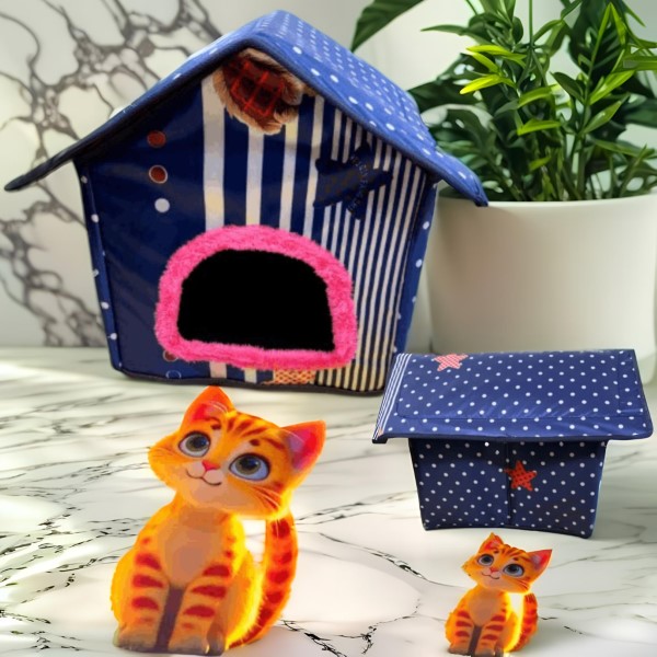 CreatorKit-AI (6) Cat House/ Cat Nest Comfortable Square Shape Foldable Washable And Easy To Store - Image 1