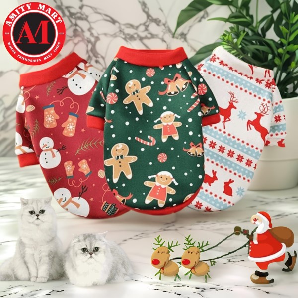 D Dress (2) Christmas Ptes Dress - Cute Cartoon Gingerbread Snowman Reindeer Santa - Image 1