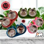 Frog Face Premium Double Steel Bowl for Pets (Imported) - Image 2