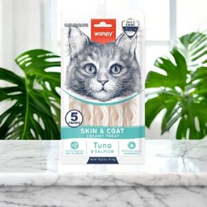 Wanpy Skin & Coat Creamy Cat Treat Tuna & Salmon (5×14gm) 70gm