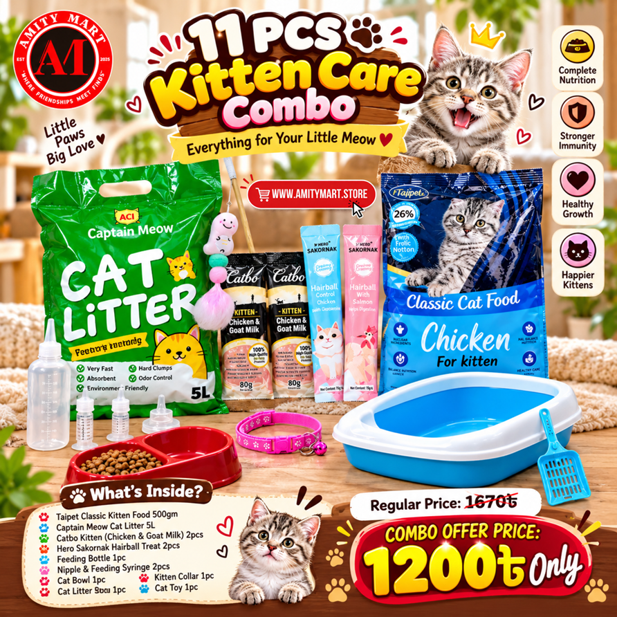 11PCS Kitten Care Combo Complete New Kitten Starter Pack