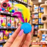 Plastic Golf Ball with Feather Cat Toy - Image 4