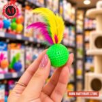 Plastic Golf Ball with Feather Cat Toy - Image 3